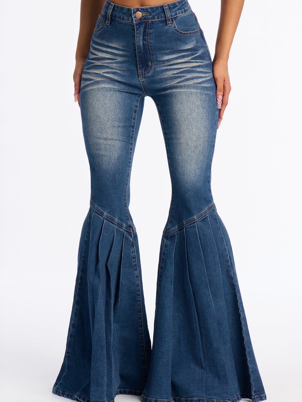 High-Waist Blue Flared Bell-Bottom Jeans